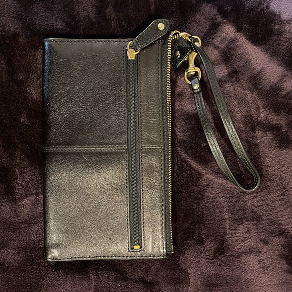 Coach black zip wristlet with gold accents - Picture 3 of 3